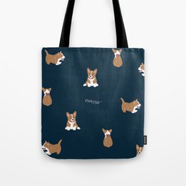 Navy Corgi Tote Bag