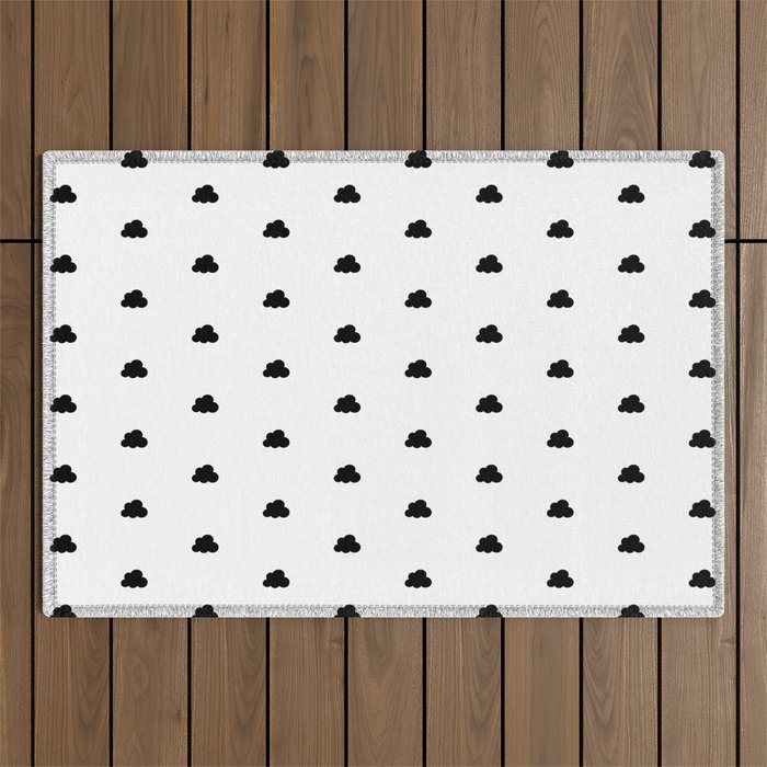 Black small clouds pattern Outdoor Rug