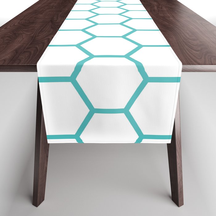 Honeycomb (Teal & White Pattern) Table Runner