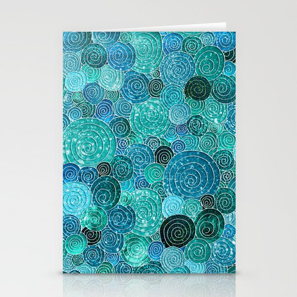 Abstract blue& green glamour glitter circles and dots for Girls and ladies Stationery Cards