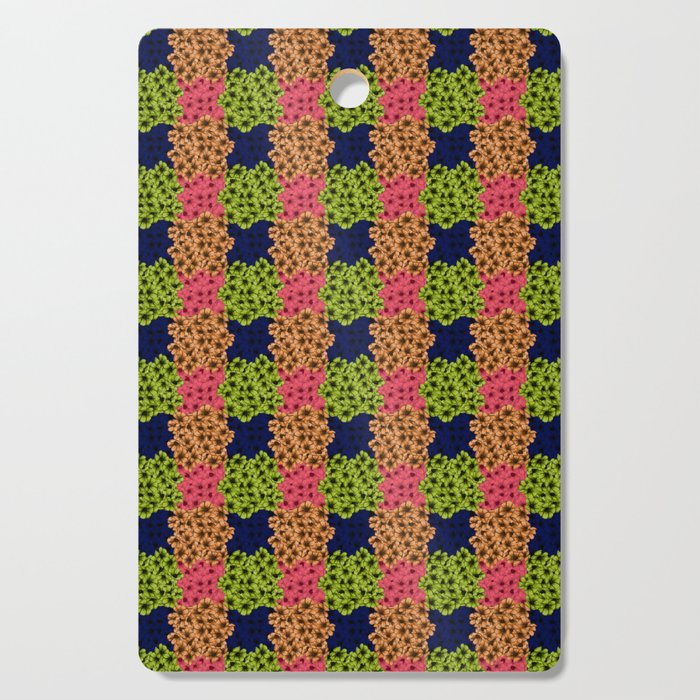 Floral Checkerboard in Neon Pastel Cutting Board