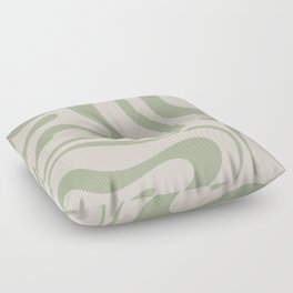 Liquid Swirl Abstract Pattern in Almond and Sage Green Floor Pillow