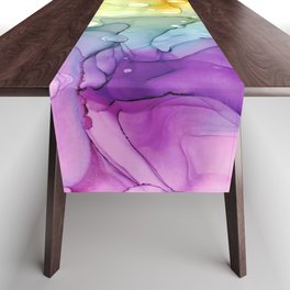 Rainbow Abstract 5322 Modern Alcohol Ink Painting by Herzart Table Runner