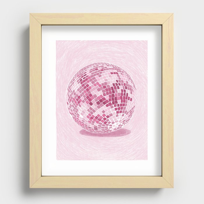 Disco Ball in Pink  Recessed Framed Print