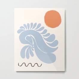 Matisse Sunset by the Ocean Metal Print | Neutral, Abstractocean, Abstrasct, Abstract, Round, Digital, Matisseart, Wavey, Danishart, Ocean 