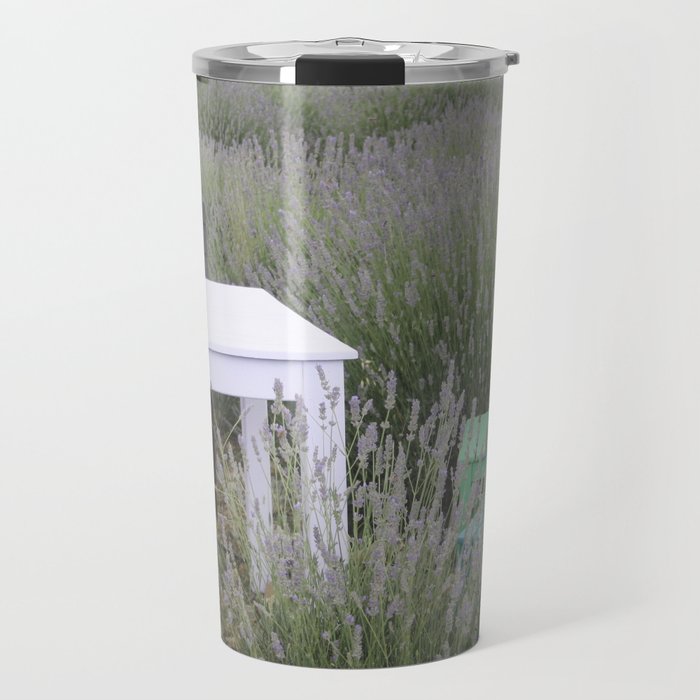 Table For Three In A Lavender Field Photography Travel Mug