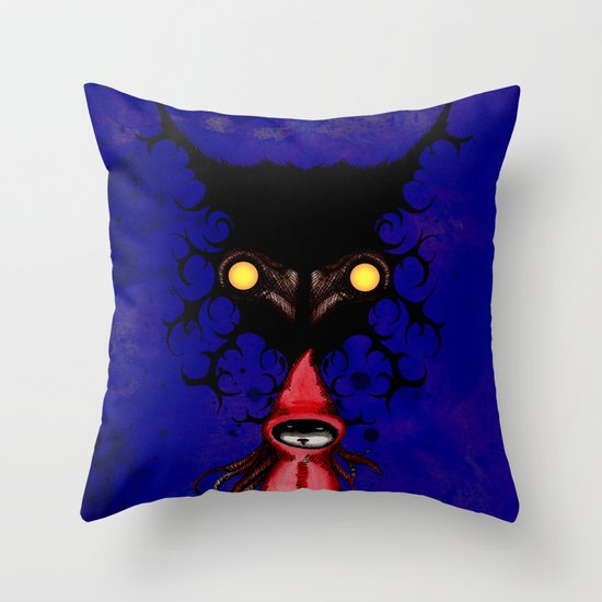 Little Red Riding Hood Watercolor/Pen&ink/Acrylic Throw Pillow
