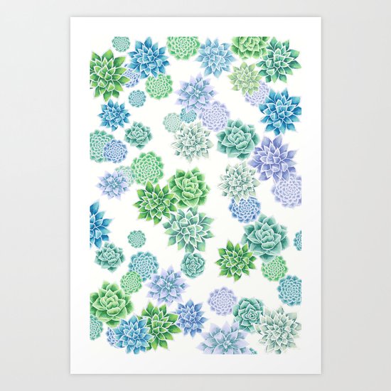 Floral succulent pattern Art Print