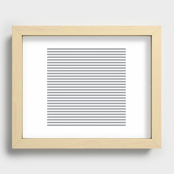 Steely Gray - horizontal stripes Recessed Framed Print