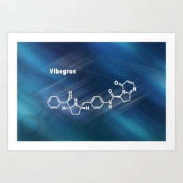 Vibegron drug, Structural chemical formula Art Print