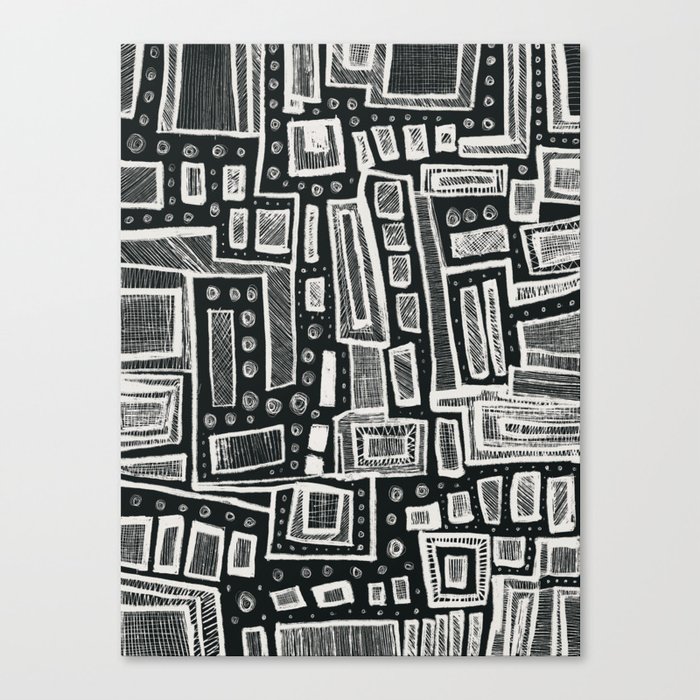 Black & White Geometric Scribble Art I Canvas Print
