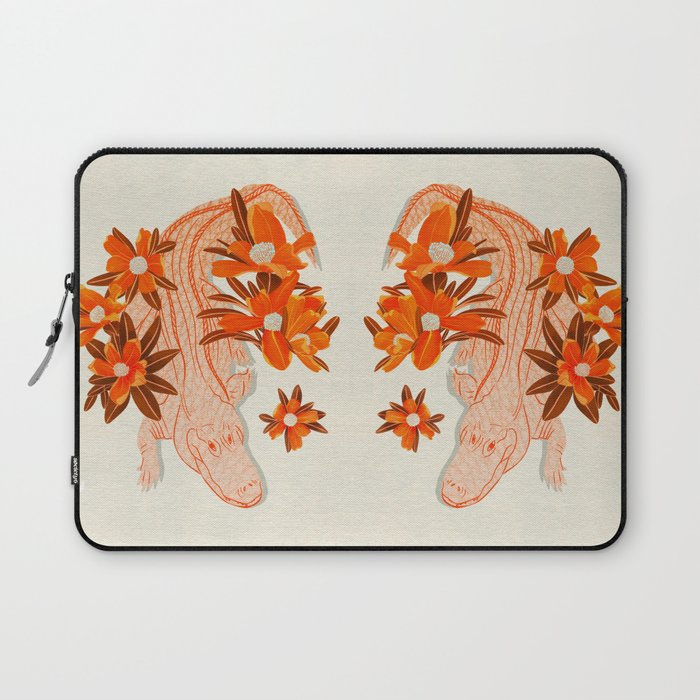 Alligator and Camellias Laptop Sleeve