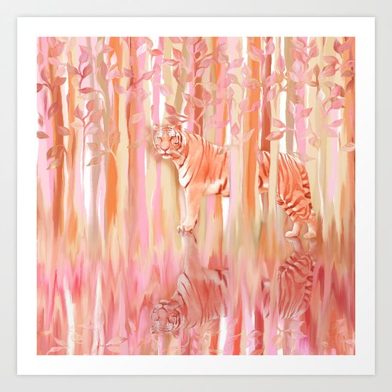 Tiger in the Trees - Painting / Collage Art Print