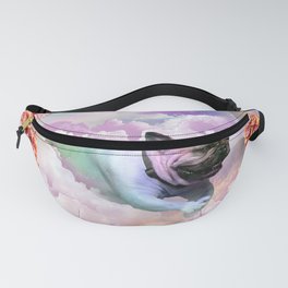 Rainbow Unicorn Pug In The Clouds In Space Fanny Pack