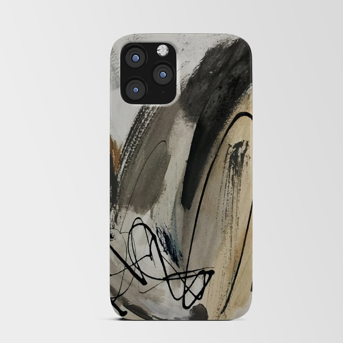 Drift [5]: a neutral abstract mixed media piece in black, white, gray, brown iPhone Card Case