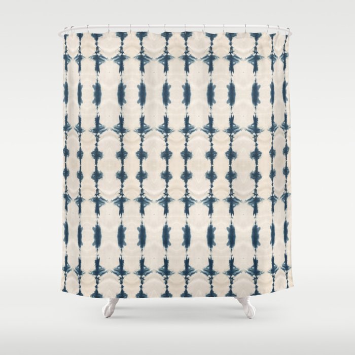 Shibori Movement in Indigo Shower Curtain