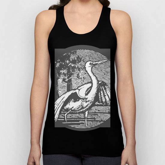 Gray crane illustration Unisex Tank Top