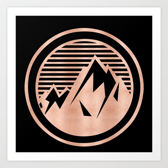 THE MOUNTAIN Rose Gold Art Print