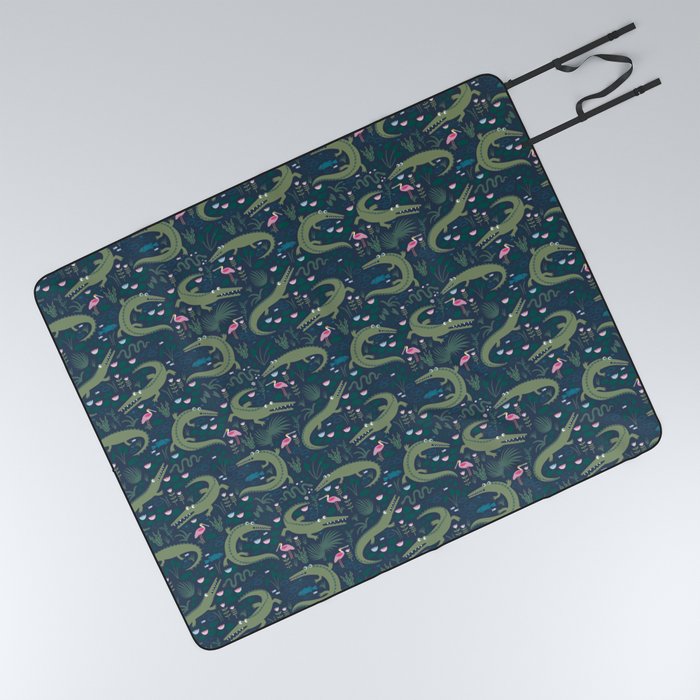 American Alligators and Roseate Spoonbills - Comeback Species by Cecca Designs Picnic Blanket