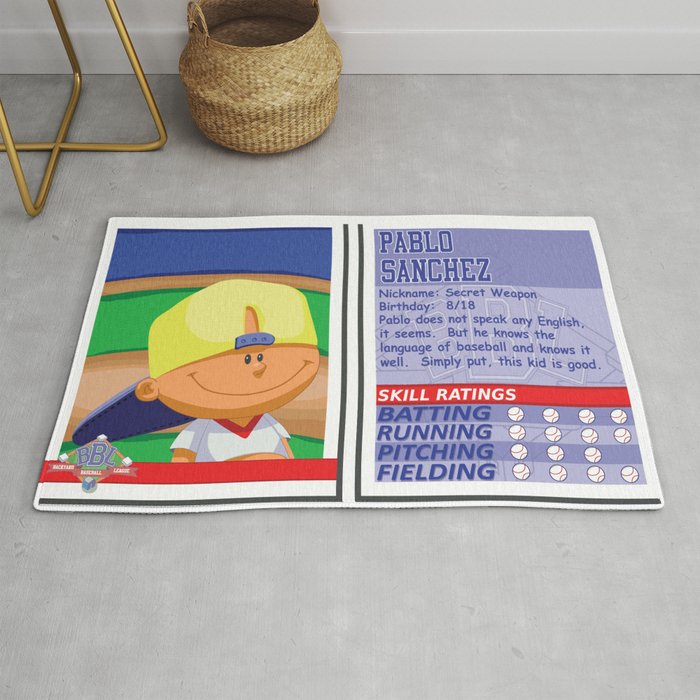 Pablo Sanchez Stat Card Backyard Baseball Rug By Sliceofpizzo