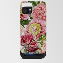 Vintage & Shabby Chic Floral Peony & Lily Flowers Watercolor Pattern iPhone Card Case