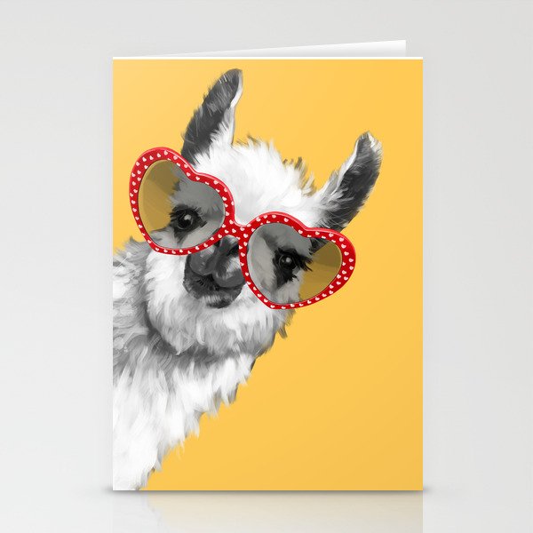 Fashion Hipster Llama with Glasses Stationery Cards
