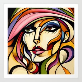 Portrait of a girl in cubism style Art Print