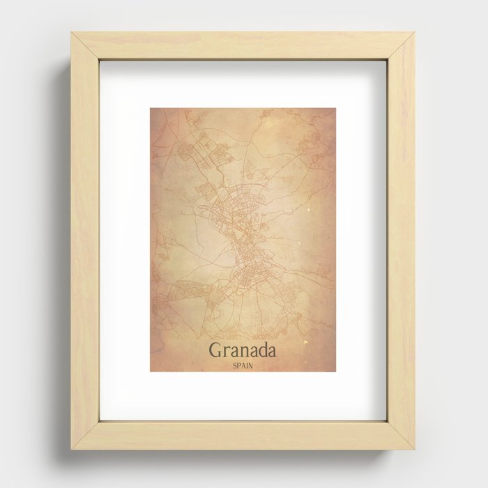 Granada vintage map Recessed Framed Print