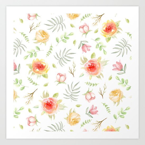 Vintage pattern. Roses Art Print