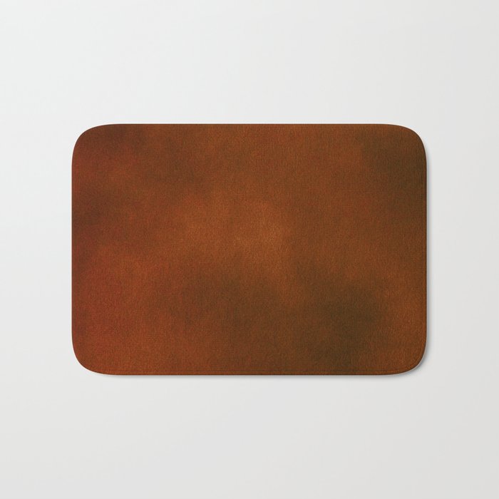 Velvet Brown Orange Watercolor Bath Mat