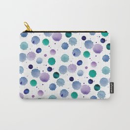 Watercolor Purple, Green & Grey Splatters Pattern Carry-All Pouch