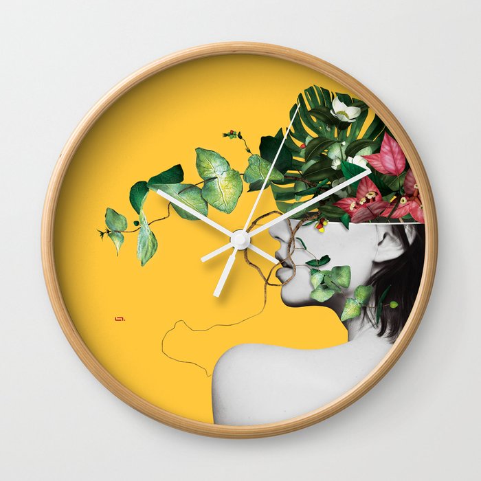 Lady Flowers Wall Clock