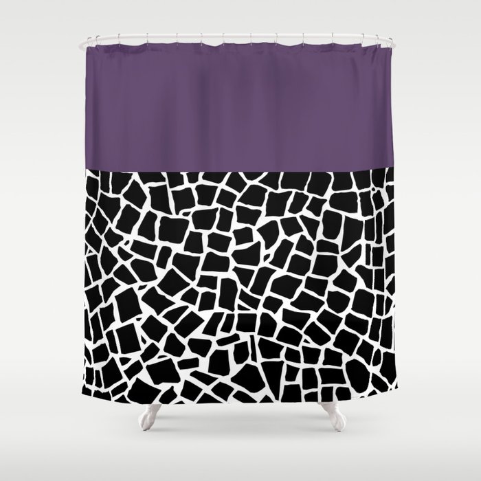 British Mosaic Purple Boarder Shower Curtain