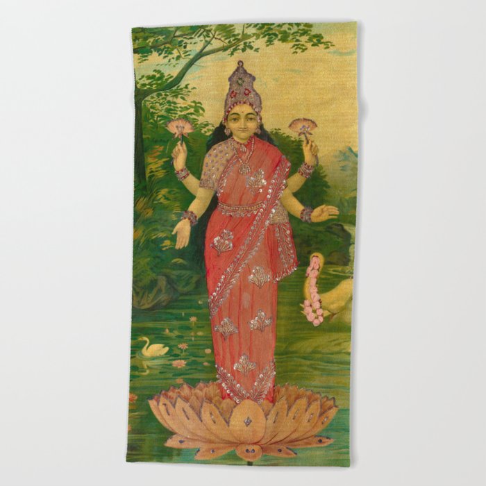 Lakshmi by Raja Ravi Varma Beach Towel