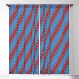 [ Thumbnail: Blue & Brown Colored Striped Pattern Blackout Curtain ]