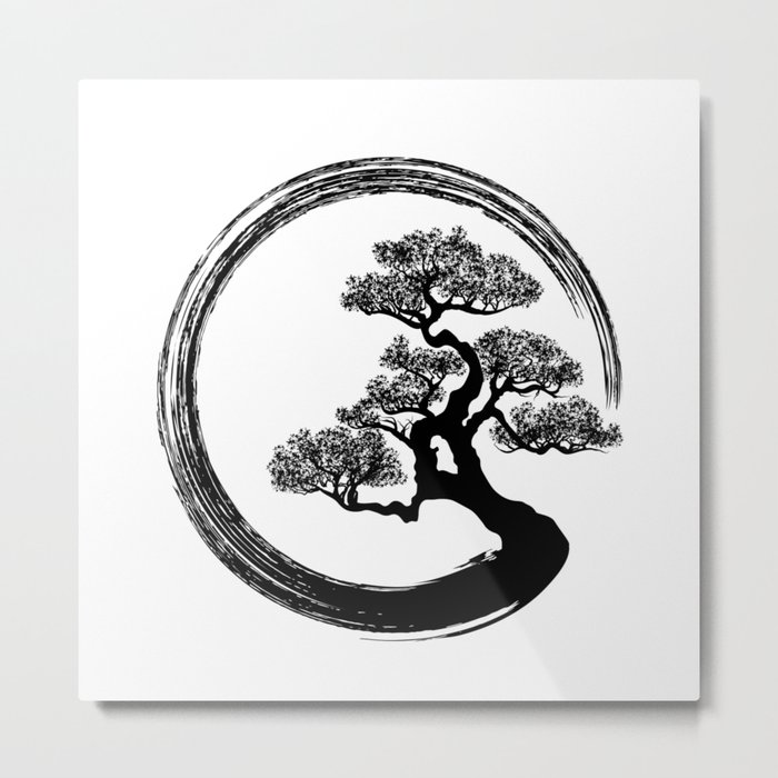 Enso Zen Circle and Bonsai Tree Metal Print by Creativemotions