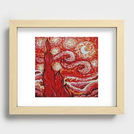 Starry Night in Red Recessed Framed Print