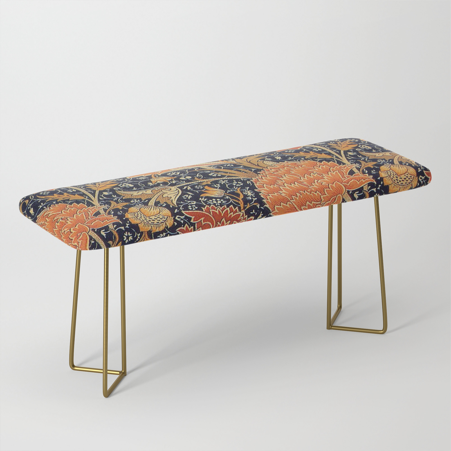 William Morris Orange Cray Floral Art Nouveau Bench By