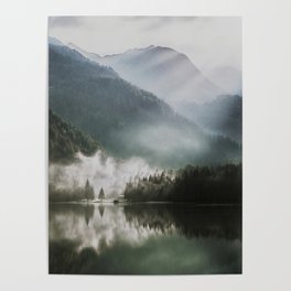 Dreamlike Morning at the Lake - Nature Forest Mountain Photography Poster