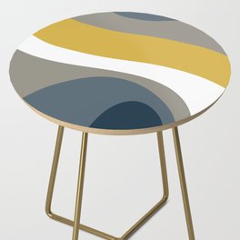 Retro Groovy Pattern Yellow, Grey and Navy Blue Side Table