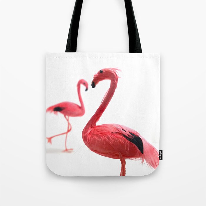 Pink Flamingos with Heart Tote Bag