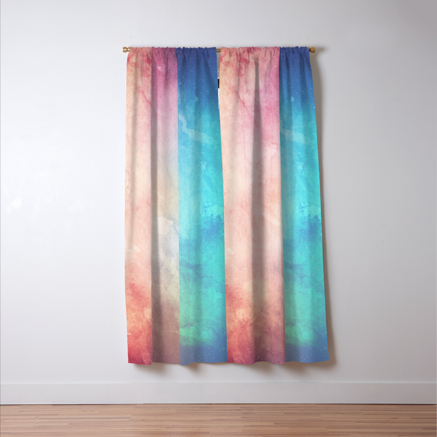 Fire And Ice Watercolor Painting Blackout Curtain By Cascadia
