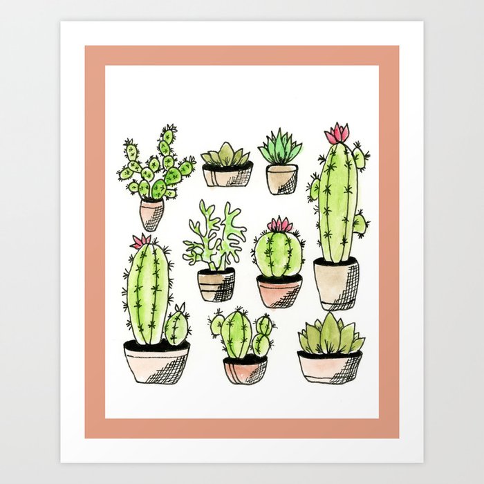 Nine Succulents Art Print