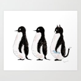 Penguin Trio Art Print