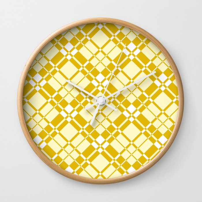 Diamond yellow gingham checked Wall Clock