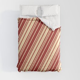 [ Thumbnail: Brown and Beige Colored Lines/Stripes Pattern Comforter ]