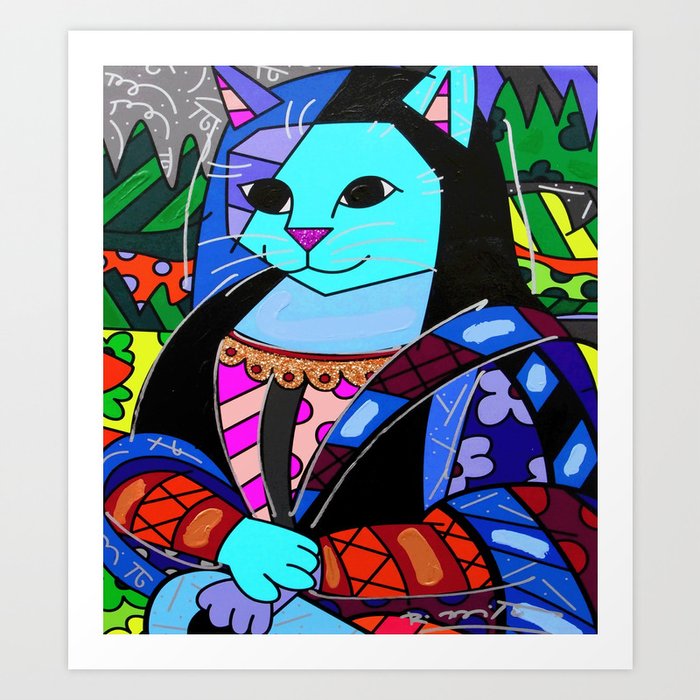 Mona Cat - Romero Britto Art Print by sniemtsmi