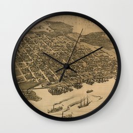 Vintage Pictorial Map of Jacksonville FL (1874) Wall Clock