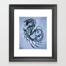 "Tsunami" by Amber Marine ~ Sea Dragon (Ice Blue Version) ~ Graphite Illustration, (Copyright 2005) Framed Art Print