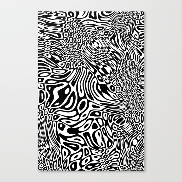 Black  and white psychedelic optical illusion Canvas Print